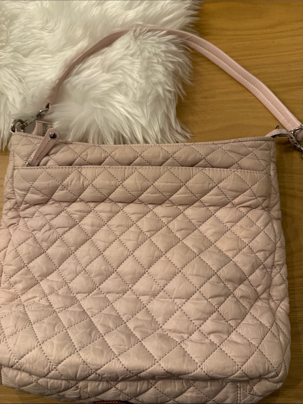MZ Wallace Quilted Shoulder Bag in Light Blush Pink - Picture 10 of 11